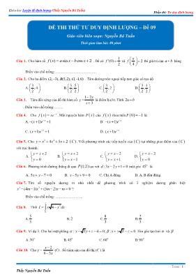 Đề thi thử tư duy định lượng Toán 12 - Đề số 8 - Nguyễn Bá Tuấn